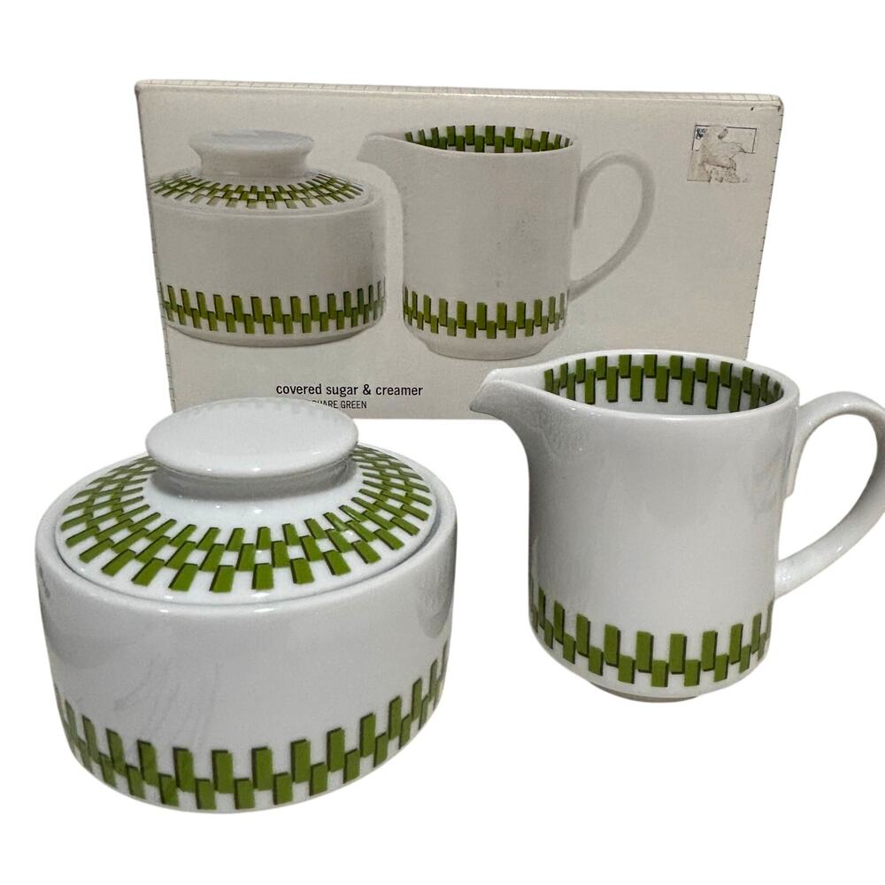 Studio Nova covered sugar and creamer set Foley Square Green NEW in Box